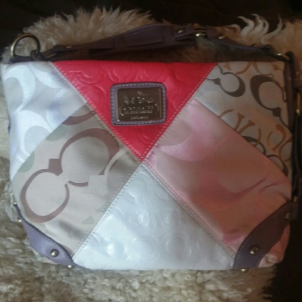 Multi color patch work COACH bag